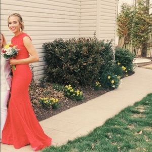 Red Floral Prom Dress